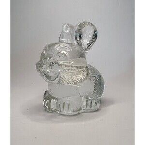 Vintage Goebel Clear Glass Bunny Rabbit great whimsical detail - Western Germany